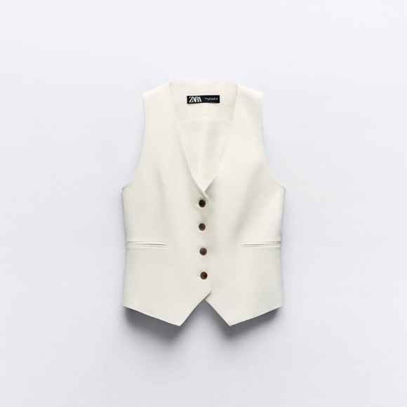 Zara tailored waistcoat (vest) ecru size S available BNWT - Picture 3 of 5